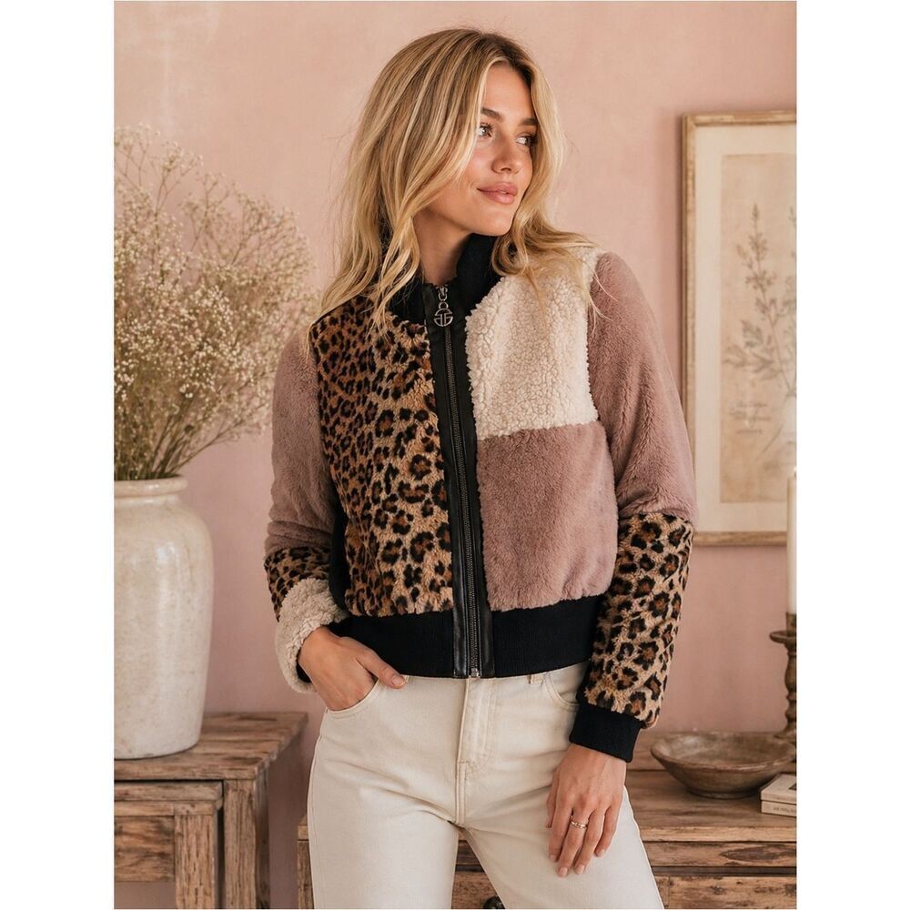 Furious Furs Leopard Print and Shearling Women's Jacket